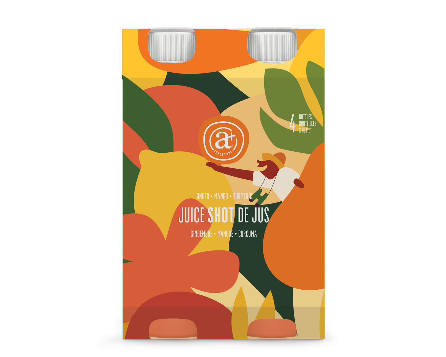 PACK DE SHOT 4 x 70ML : Gingembre - Mangue - Curcuma